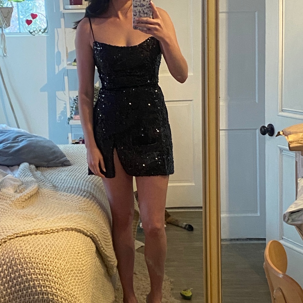 Lucy in the sky- New Years Eve Dress- Sparkly Black Mini Dress